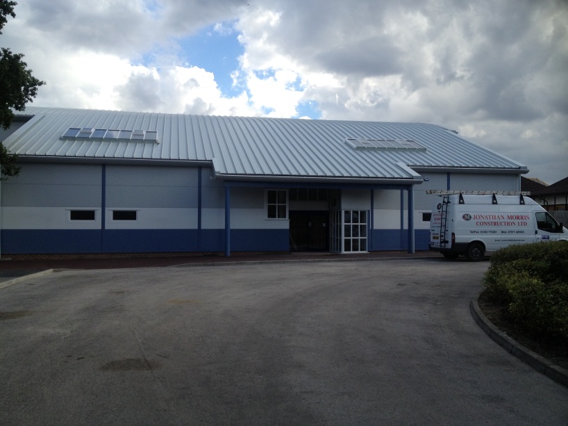 Front view of new Sports Hall for Verwood Middle School